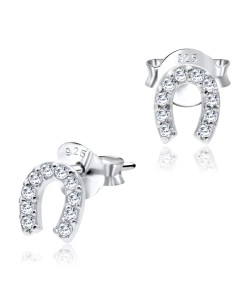 Horseshoe Shaped CZ Silver Ear Stud STS-3629